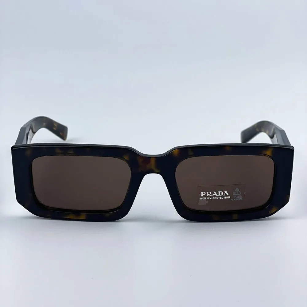 NEW Prada PR06YS 2AU8C1 Havana Tortoise Dark Brown Rectangle Unisex Sunglasses